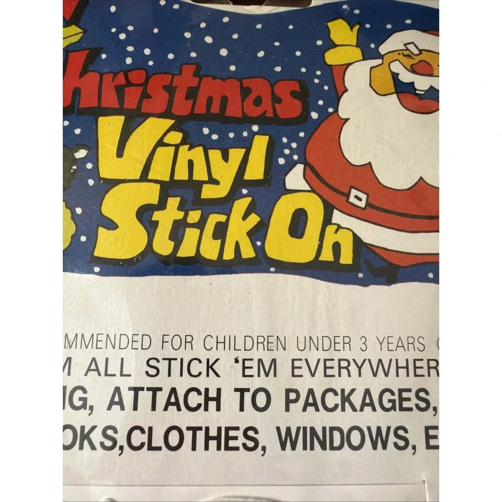 Vintage Christmas Puffy Stickers Vinyl Stick On‎ Santa Wreath Frosty 3D Sheet